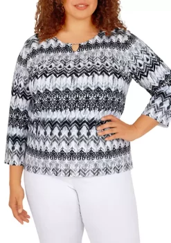 Wholesale ✔️ Alfred Dunner Plus Size Classics Biadere Print Sweater 🎁 -Alfred Dunner Sales Belk 1906