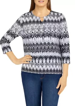 Wholesale ✔️ Alfred Dunner Plus Size Classics Biadere Print Sweater 🎁 -Alfred Dunner Sales Belk 1907