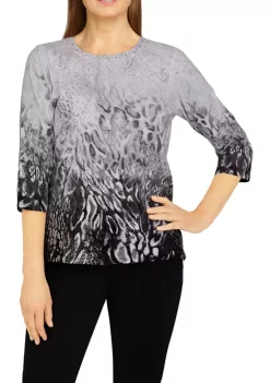 Buy 👍 Alfred Dunner 👩 Women's Classics Ombré Skin Print Top 🥰 -Alfred Dunner Sales Belk 1938