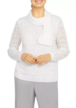 Promo 🎁 Alfred Dunner 👩 Women's Long Sleeve Pointelle Sweater with Scarf 😍 -Alfred Dunner Sales Belk 1941
