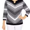 Best deal 🔥 Alfred Dunner 👩 Women's Texture Split Neck 3/4 Sleeve Sweater ⌛ -Alfred Dunner Sales Belk 1953