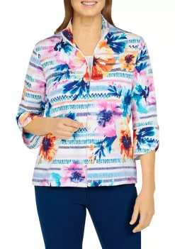 Outlet 🔥 Alfred Dunner 👩 Women's Calypso Floral Print Knit Jacket 🌟 -Alfred Dunner Sales Belk 1962