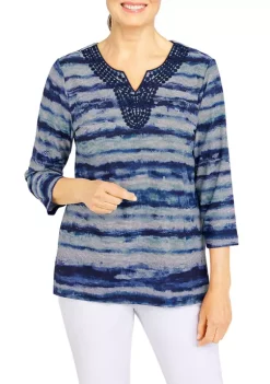 Outlet ✔️ Alfred Dunner 👩 Women's Biadere Watercolor Knit Top 🎉