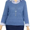 Top 10 ⭐ Alfred Dunner 👩 Women's Shenandoah Valley Pointelle Sweater With Removable Necklace 👍