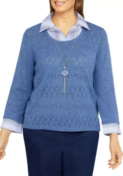Top 10 β Alfred Dunner π© Women's Shenandoah Valley Pointelle Sweater With Removable Necklace π