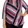 Cheapest 😉 Alfred Dunner Plus Size Spliced Stripe Asymmetrical Hem Top 🔥
