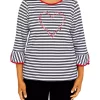 Flash Sale ⌛ Alfred Dunner 👩 Women's Checking In Embroidered Heart Striped Top ⌛ -Alfred Dunner Sales Belk 2006