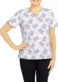 Cheap ❤️ Alfred Dunner Petite Grand Ole Flag Knit Top 🛒