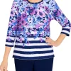 Budget 💯 Alfred Dunner Plus Size Picture Perfect Flowers and Stripes Knit Top 👏 -Alfred Dunner Sales Belk 2037