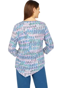 Buy ❤️ Alfred Dunner 👩 Women's Floral Park Crew Neck Asymmetrical Hemline Top ⭐ -Alfred Dunner Sales Belk 2041