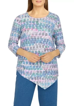 Buy ❤️ Alfred Dunner 👩 Women's Floral Park Crew Neck Asymmetrical Hemline Top ⭐ -Alfred Dunner Sales Belk 2042