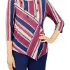 Best Sale ✨ Alfred Dunner 👩 Women's Sloane Street Spliced Stripe Knit Top 🤩 -Alfred Dunner Sales Belk 2061