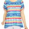 Cheap ✔️ Alfred Dunner 👩 Women's Calypso Etched Stripe Top 🥰 -Alfred Dunner Sales Belk 2071