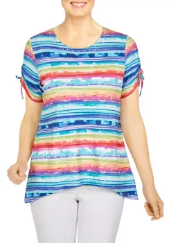 Cheap ✔️ Alfred Dunner 👩 Women's Calypso Etched Stripe Top 🥰 -Alfred Dunner Sales Belk 2073
