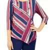 Discount 🌟 Alfred Dunner Petite Spliced Stripe Top 💯 -Alfred Dunner Sales Belk 2093