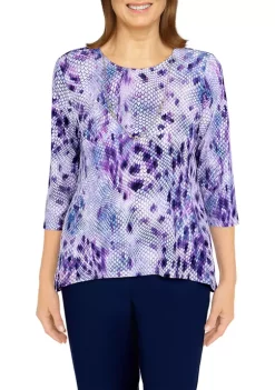 Discount 🤩 Alfred Dunner Plus Size Picture Perfect Abstract Reptile Print Top 🎁