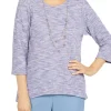 Best deal 🔔 Alfred Dunner Plus Size Victoria Falls Crew Neck 3/4 Sleeve Texture Top With Removable Necklace 🎁 -Alfred Dunner Sales Belk 2112