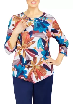 Outlet β Alfred Dunner Petite Abstract Floral Knit Top π