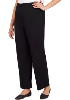 Outlet 🥰 Alfred Dunner 👩 Women's Theater District Twill Pull On Straight Leg Pants - Short 🎁 -Alfred Dunner Sales Belk 2131