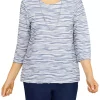 Best deal 🔥 Alfred Dunner 👩 Women's Shenandoah Valley Texture Crew Neck 3/4 Sleeve Print Top With Removable Necklace ❤️