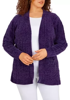 Budget ✨ Alfred Dunner Plus Size Classics Open Front Chenille Cardigan With Pockets ❤️ -Alfred Dunner Sales Belk 216