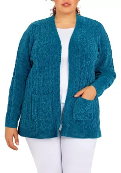 Budget ✨ Alfred Dunner Plus Size Classics Open Front Chenille Cardigan With Pockets ❤️ -Alfred Dunner Sales Belk 219