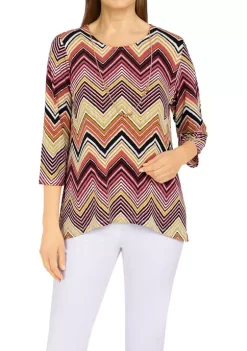 Best reviews of 🌟 Alfred Dunner Petite Classics Chevron Puff Print Top 🛒 -Alfred Dunner Sales Belk 2195