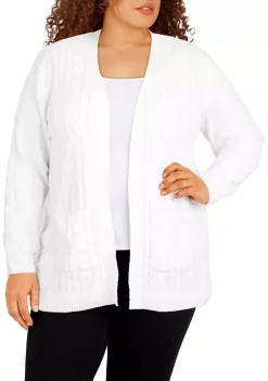 Budget ✨ Alfred Dunner Plus Size Classics Open Front Chenille Cardigan With Pockets ❤️ -Alfred Dunner Sales Belk 220