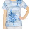 Best reviews of 🤩 Alfred Dunner Petite Classics Short Sleeve Floral Striped Knit Top ⌛ -Alfred Dunner Sales Belk 2206