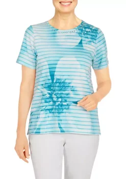Best reviews of 🤩 Alfred Dunner Petite Classics Short Sleeve Floral Striped Knit Top ⌛ -Alfred Dunner Sales Belk 2208