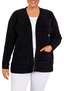 Budget ✨ Alfred Dunner Plus Size Classics Open Front Chenille Cardigan With Pockets ❤️ -Alfred Dunner Sales Belk 221