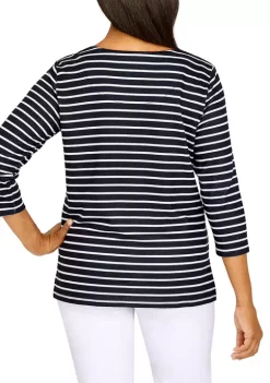 Promo 🧨 Alfred Dunner Petite Theater District Crew Neck 3/4 Sleeve Contrast Knit Top 🧨 -Alfred Dunner Sales Belk 2213