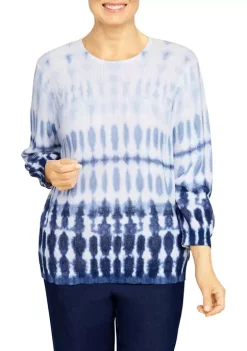 Best Sale 🥰 Alfred Dunner 👩 Women's Shenandoah Valley Crew Neck Ombré Tie Dye Sweater ❤️ -Alfred Dunner Sales Belk 2223
