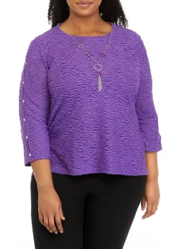 Brand new 🛒 Alfred Dunner Plus Size Solid Texture Knit Top ⭐ -Alfred Dunner Sales Belk 226