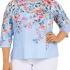 Coupon ❤️ Alfred Dunner Plus Size Shenandoah Valley Crew Neck Floral Print Top 🔥 -Alfred Dunner Sales Belk 2265