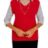 Brand new 😀 Alfred Dunner 👩 Women's Checking In Checking In Cable Vest With Collar And Sleeves 🔥 -Alfred Dunner Sales Belk 2268