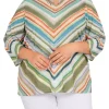 Hot Sale 🥰 Alfred Dunner Plus Size Copper Canyon 👩 Womens Split Neck Chevron Print Top 🧨