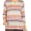 Top 10 🌟 Alfred Dunner Petite Sorrento Watercolor Stripe Beaded Split Neck Top 💯 -Alfred Dunner Sales Belk 2282