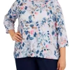Wholesale 🧨 Alfred Dunner Plus Size Shenandoah Valley Crew Neck 3/4 Sleeve Leaf Print Top 🧨