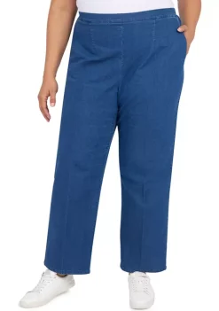 Promo 💯 Alfred Dunner Plus Size Shenandoah Valley Denim Pull-On Straight Leg Short Length Pants 🥰 -Alfred Dunner Sales Belk 2290