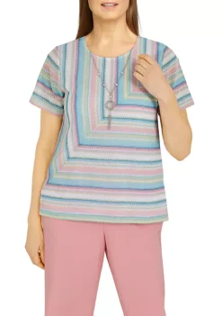 Top 10 π Alfred Dunner Petite Spliced textured Knit Top π