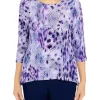 Best Sale 😉 Alfred Dunner 👩 Women's Picture Perfect Abstract Reptile Print Top ❤️