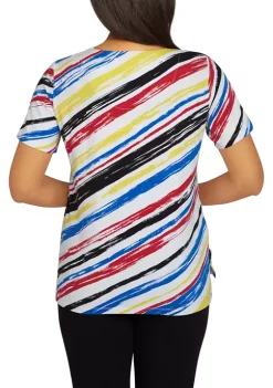 Cheap ✨ Alfred Dunner 👩 Women's Diagonal Brushstroke Top 😀 -Alfred Dunner Sales Belk 2338