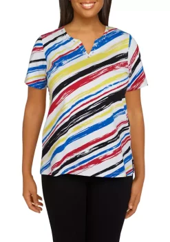 Cheap ✨ Alfred Dunner 👩 Women's Diagonal Brushstroke Top 😀 -Alfred Dunner Sales Belk 2339