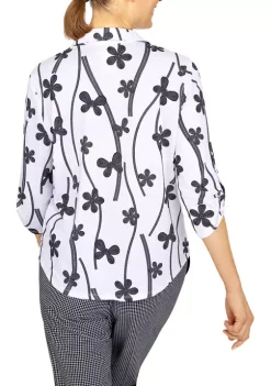 New ⭐ Alfred Dunner 👩 Women's Checking In Abstract Floral Button Down Top 👍 -Alfred Dunner Sales Belk 2344
