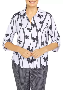 New 🔔 Alfred Dunner Petite Abstract Floral Knit Top 👏 -Alfred Dunner Sales Belk 2389
