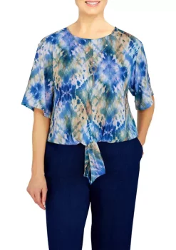 Best Pirce 🔔 Alfred Dunner Petite Tie Dye Woven 👕 Shirt 🔔