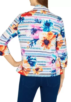 Coupon 😍 Alfred Dunner Petite Textured Floral Stripe Jacket 👍 -Alfred Dunner Sales Belk 2397