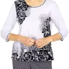 Best Pirce ⭐ Alfred Dunner Petite Asymmetrical Scroll Floral Top 😉 -Alfred Dunner Sales Belk 2406