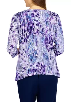 Cheapest 🌟 Alfred Dunner Petite Picture Perfect Abstract Reptile Print Top 🧨 -Alfred Dunner Sales Belk 2418